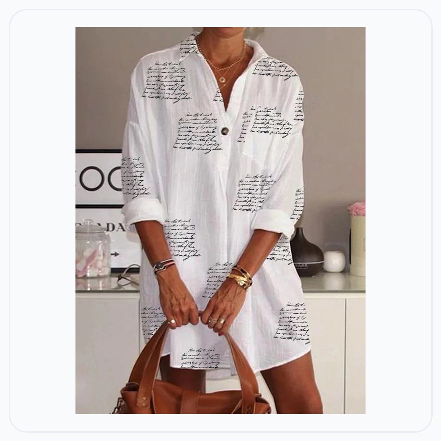 Letter Printed Slim Shirt Dress Women